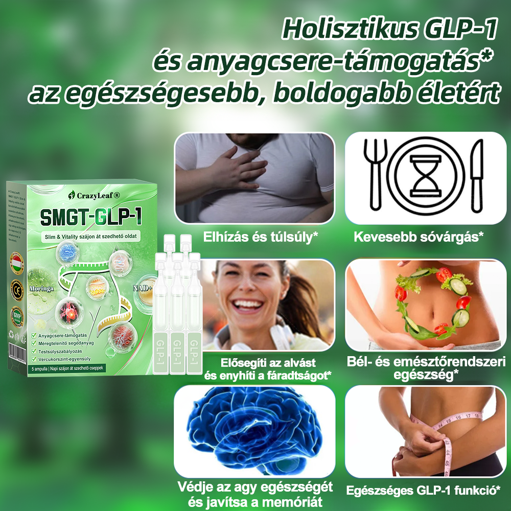 🏥Klinikailag igazolt | CrazyLeaf® SMGT-GLP-1 Slim & Vitality – orális megoldás makacs súly, vérnyomás, cukor, zsírmáj, ízületi fájdalom, fáradtság, alacsony energia és megereszkedett bőr ellen. Jobb egészség, több energia!
